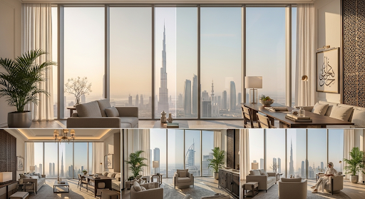 Infographic showing how smart glass improves wellness through natural light control, instant privacy, productivity and modern interior design.